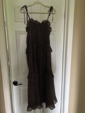 Who What Wear Black Maxi Dress with Beige Print